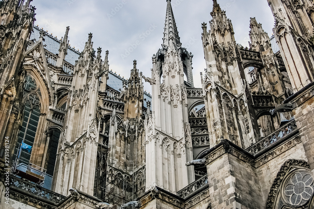 Obraz premium Cologne, Germany - June 6, 2019: Detail of the architecture of the Koln cathedral.