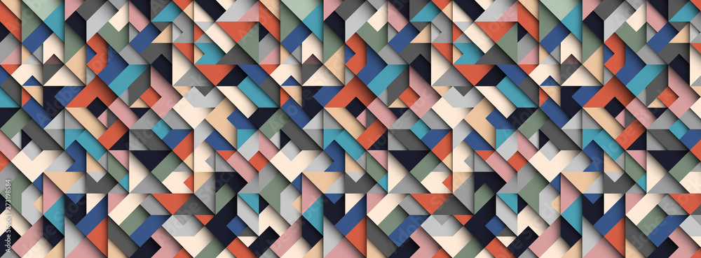 Fototapeta premium Colorful abstract geometric background, 3D effect, trendy colors