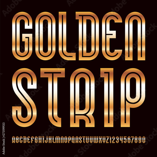 Golden font. Trendy alphabet