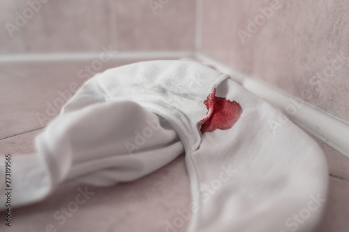 Panties in bloody stain