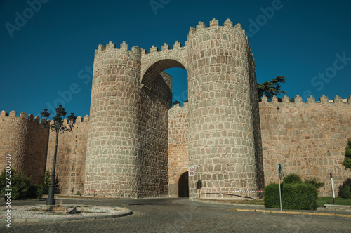 San Vicente Gate between two towers on the city wall of Avila photo