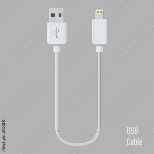 realistic usb cable for device connection vector
