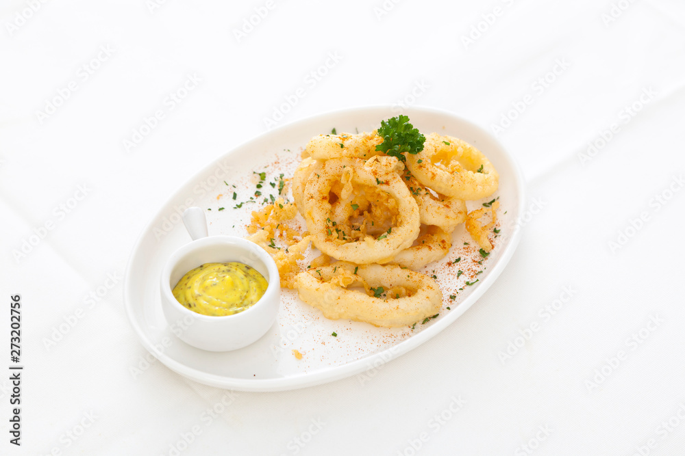 calamari rings with chipotle mayo dipping sauce