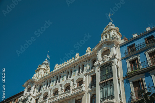 Colorful buildings full of windows and balconies in Madrid