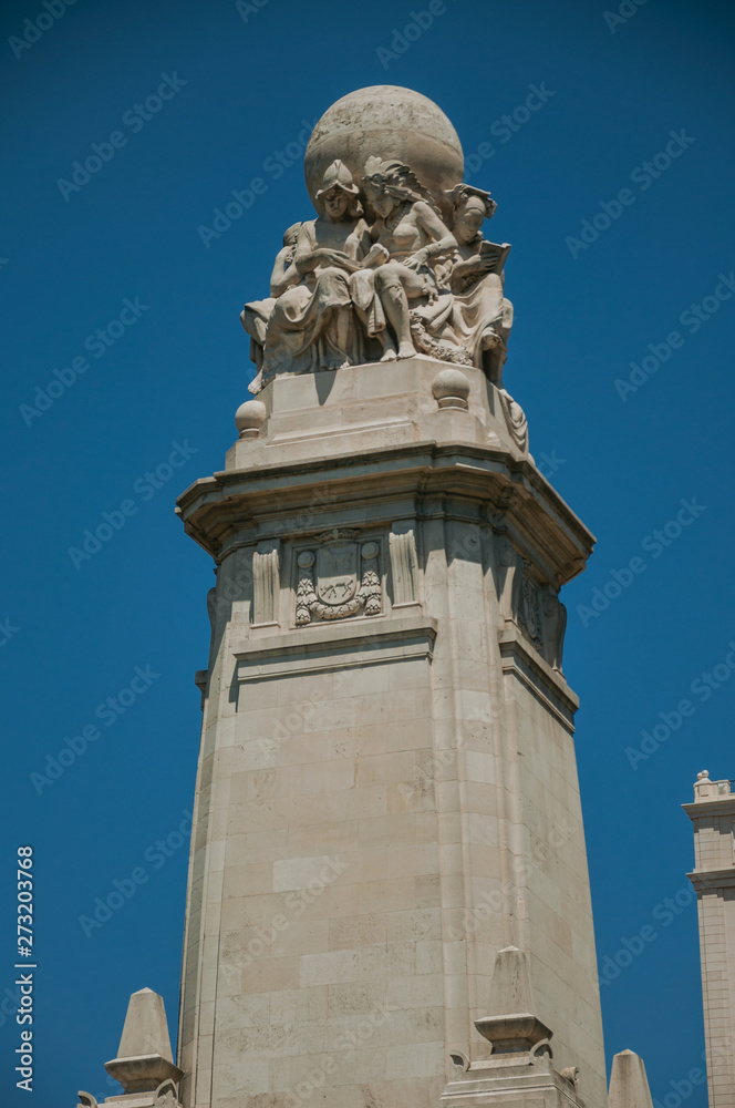 Sculpture on top of Monument to Cervantes in Madrid