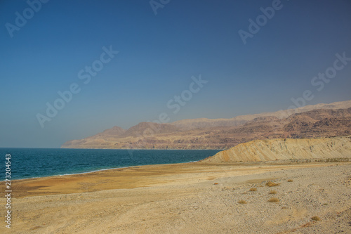 Dead sea Middle East desert and waterfront sand beach scenery landscape health care destination for travelers and tourists