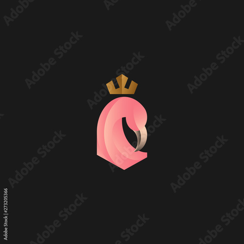 icon logo illustration with flamingo bird concept, emblem of flamingo bird