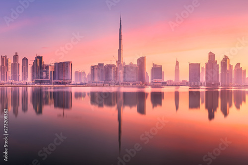 Cityscape of Dubai and panoramic view of Business bay  UAE