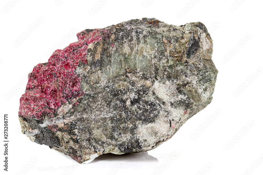 Macro stone Eudialyte mineral on white background