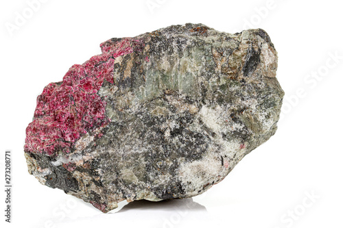 Macro stone Eudialyte mineral on white background