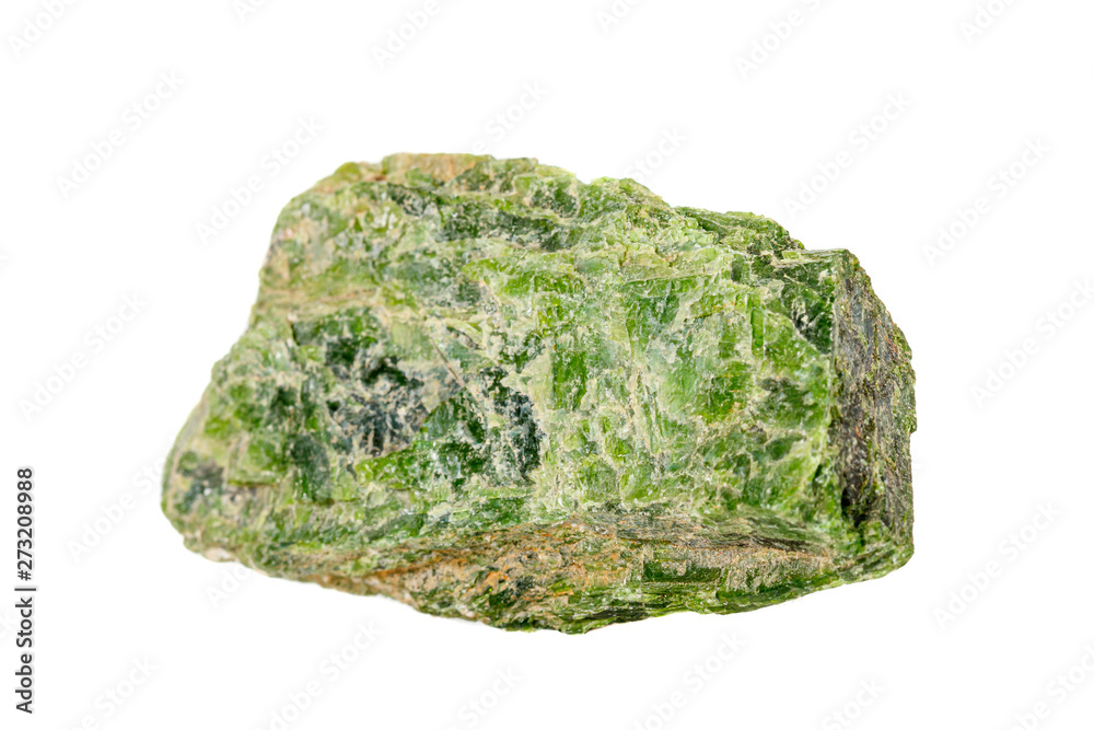Macro Diopside mineral stone on a white background