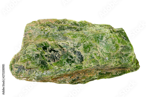 Macro Diopside mineral stone on a white background