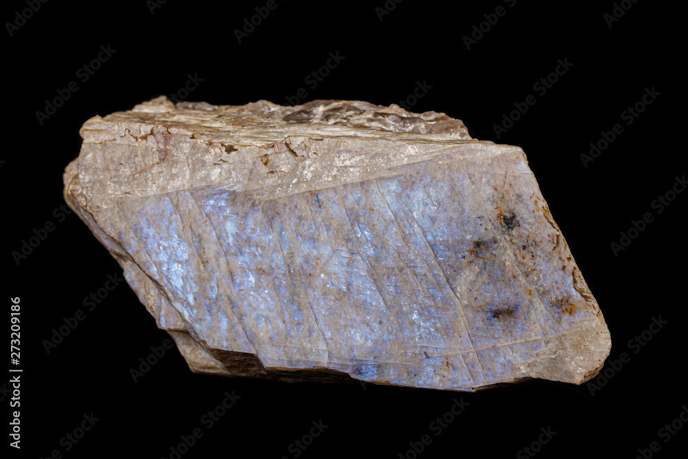 Macro of a stone Moonstone mineral on a black background Macro of a stone Moonstone mineral on a black background