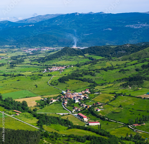 villages and green meadows in the Sakana Valley, Navarra