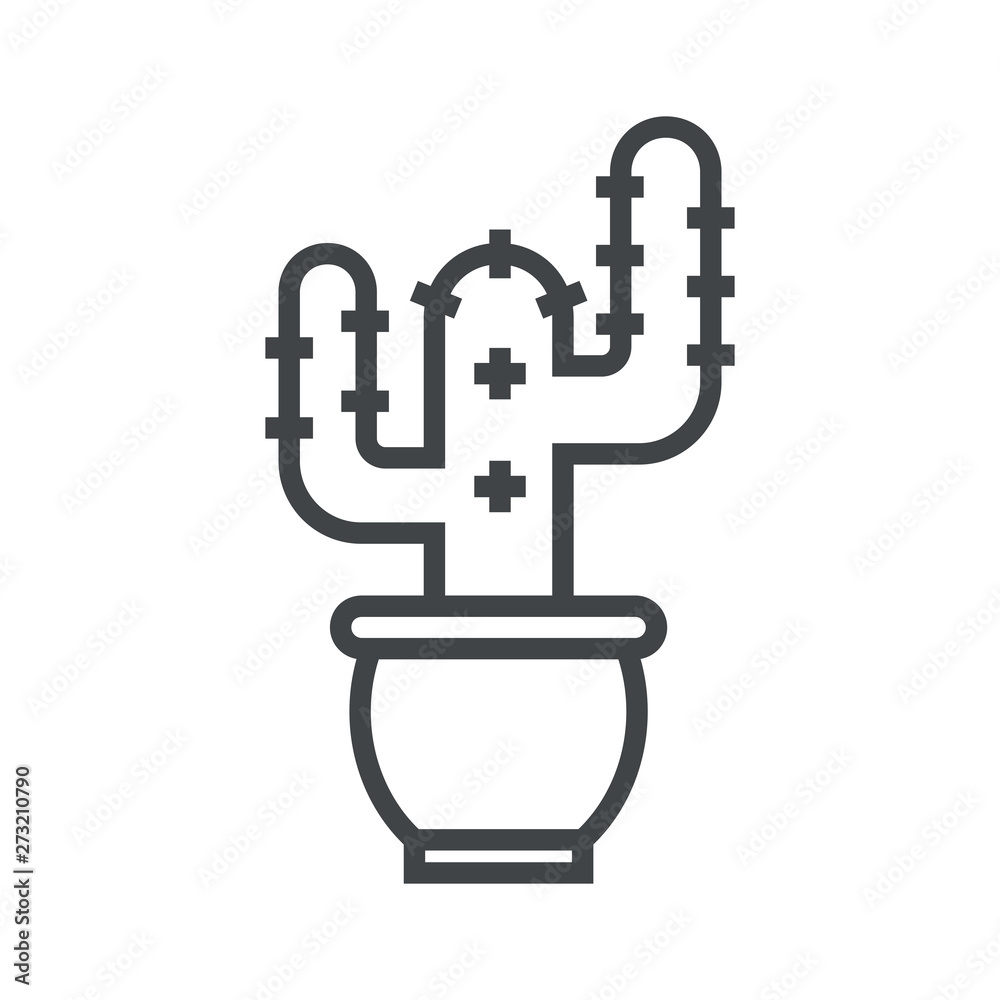 Line icon cactus in pot. Simple vector illustration with ability to change. Line icon cactus in pot. Simple vector illustration with ability to change.
