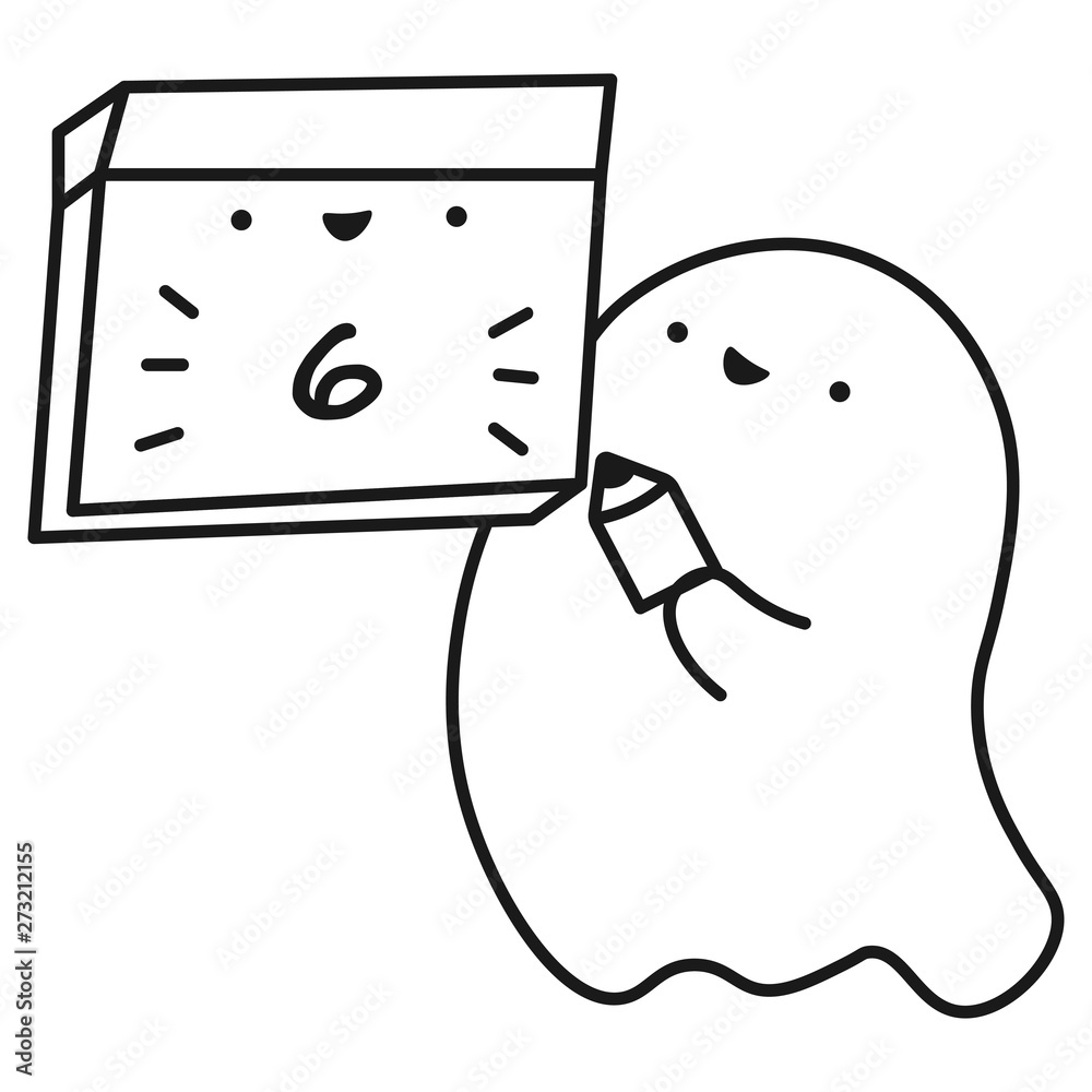 Funny ghost keeps calendar with the date of the month. Funny ghost keeps calendar with the date of the month.