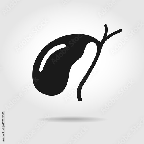 Black icon of human gallbladder in flat style