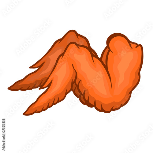 Illustration of chicken wings isolated on white background. Design element for poster, card, banner, sign, emblem, label. Vector illustration