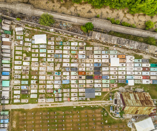 Aerial view of cemetery in Dauis, Philippines. photo