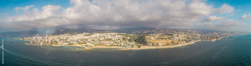 Panoramic aerial view of coastal landscape in Beirut, Lebanon. Panoramic aerial view of coastal landscape in Beirut, Lebanon.