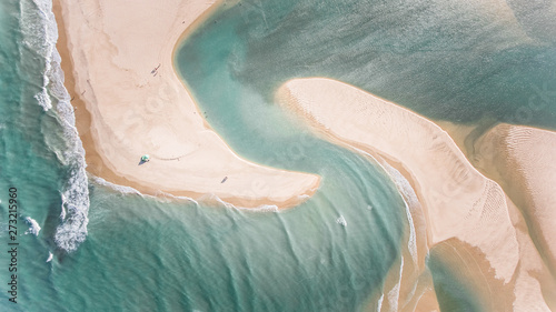 Aerial view of Jericoacoara sandy beach in Brazil. photo