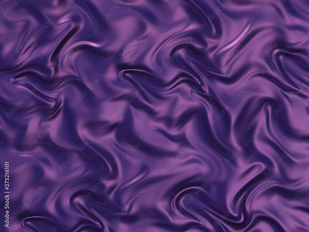 purple background looking like crumpled silk fabric. 3D rendering. 3D illustration.