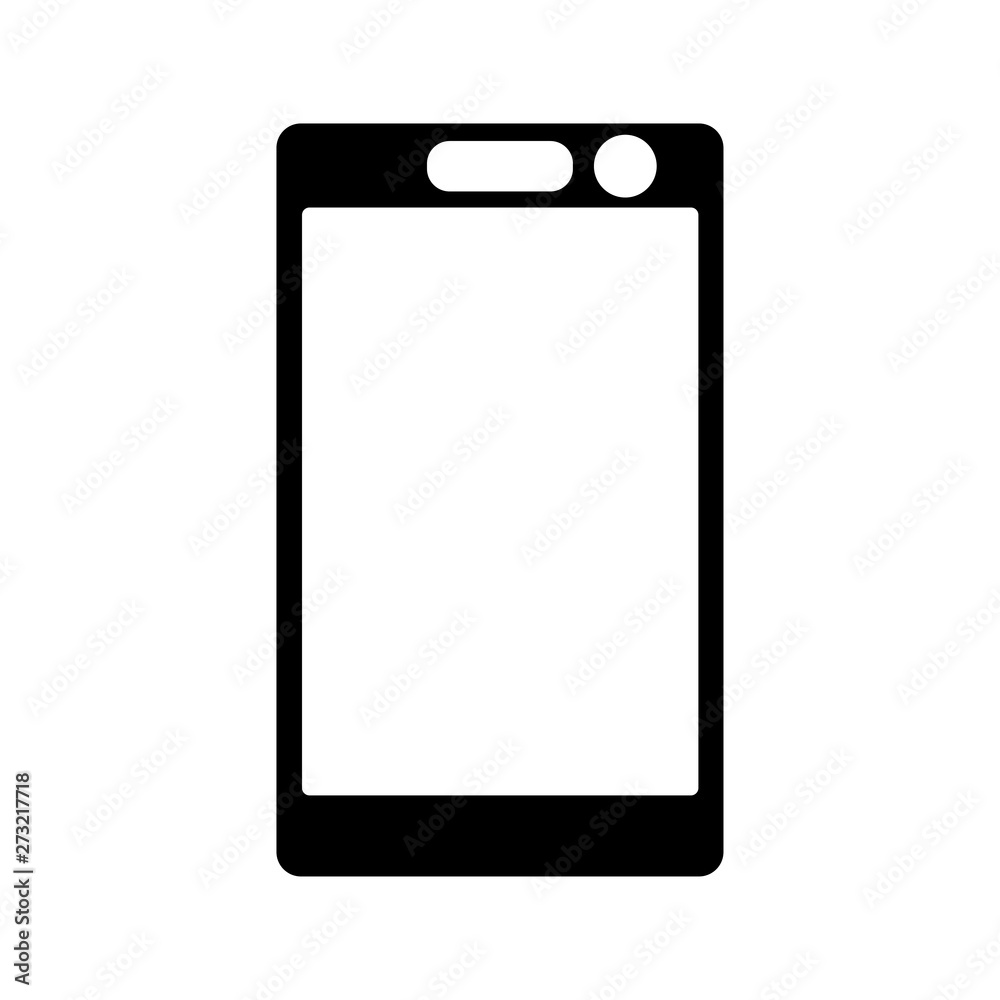 Mobile phone with blank screen in flat style - stock vector illustration.