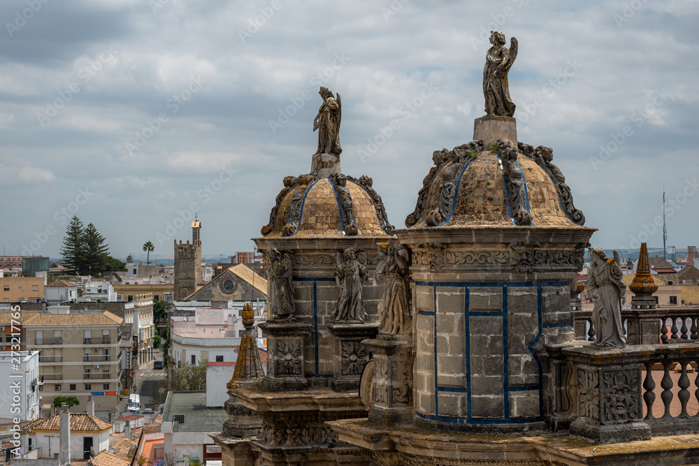 monuments of Jerez de la Frontera, aerial view of the entrance to the cathedral
