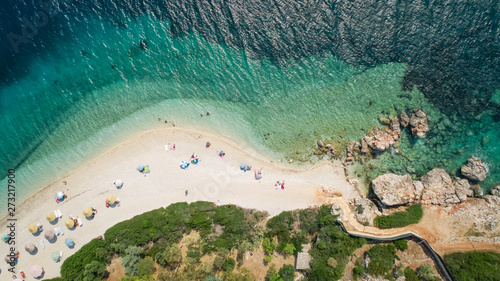 Aerial view of a beach on Agios Ioannis, Greece. photo