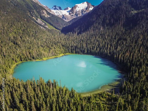 Aerial view of Lower Joffre Lake in British Colombia, Canada.