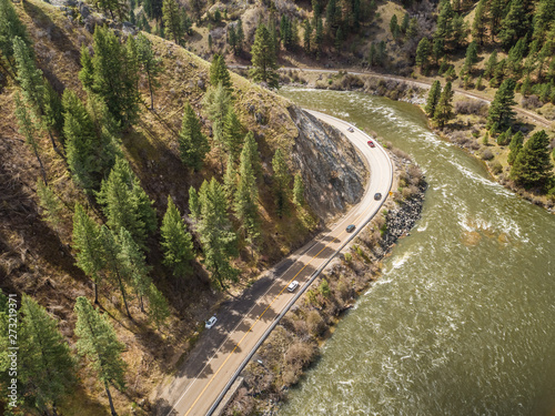 Aerial view of The Payette river in idaho, USA. photo