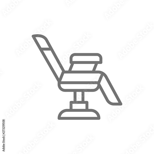 Chair for tattoo studio, equipment line icon.