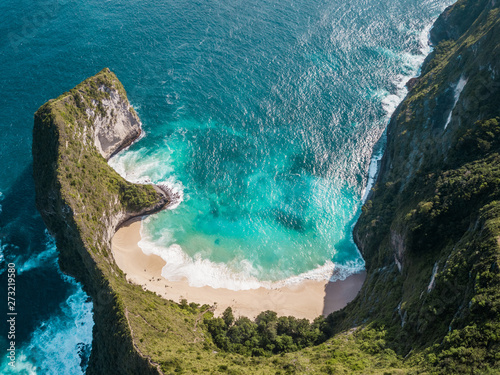 Aerial view of cliff in Nusa penida, Bali, Indonesia. photo