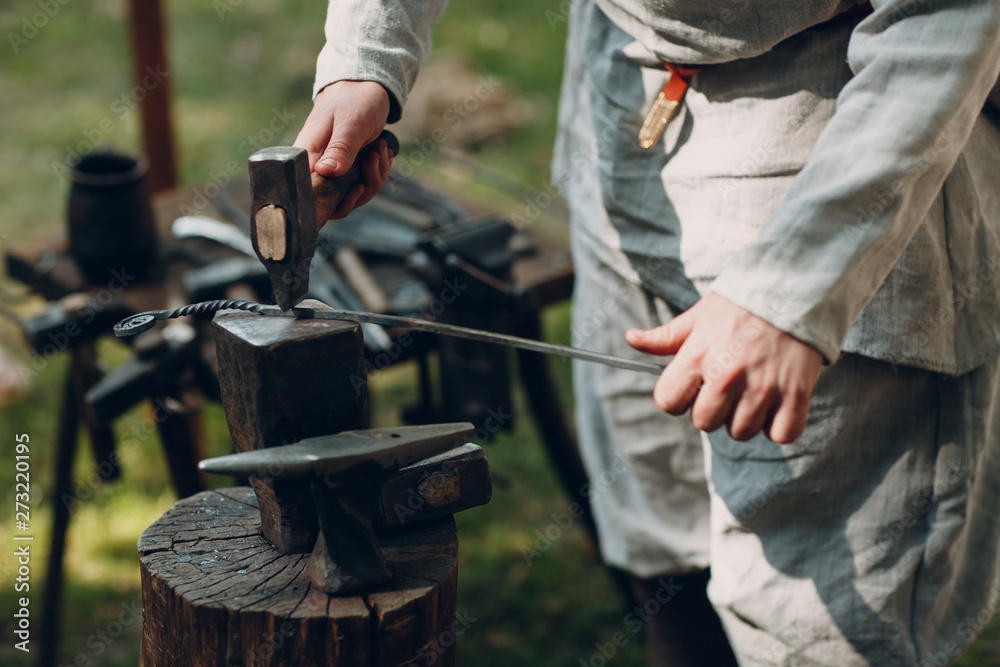 Fototapeta premium Blacksmith at work and tool