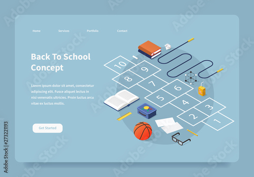 Back To School Isometric Landing Page photo