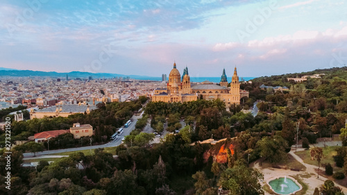 Barcelona. Aerial view in Montjuic. Catalonia,Spain. Drone Photo