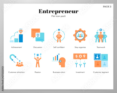Entrepreneur icons flat pack