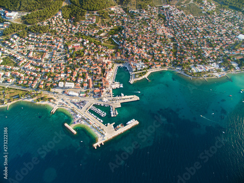 Aerial view of the harbour of Supetar, on the island of Brac, Croatia. photo