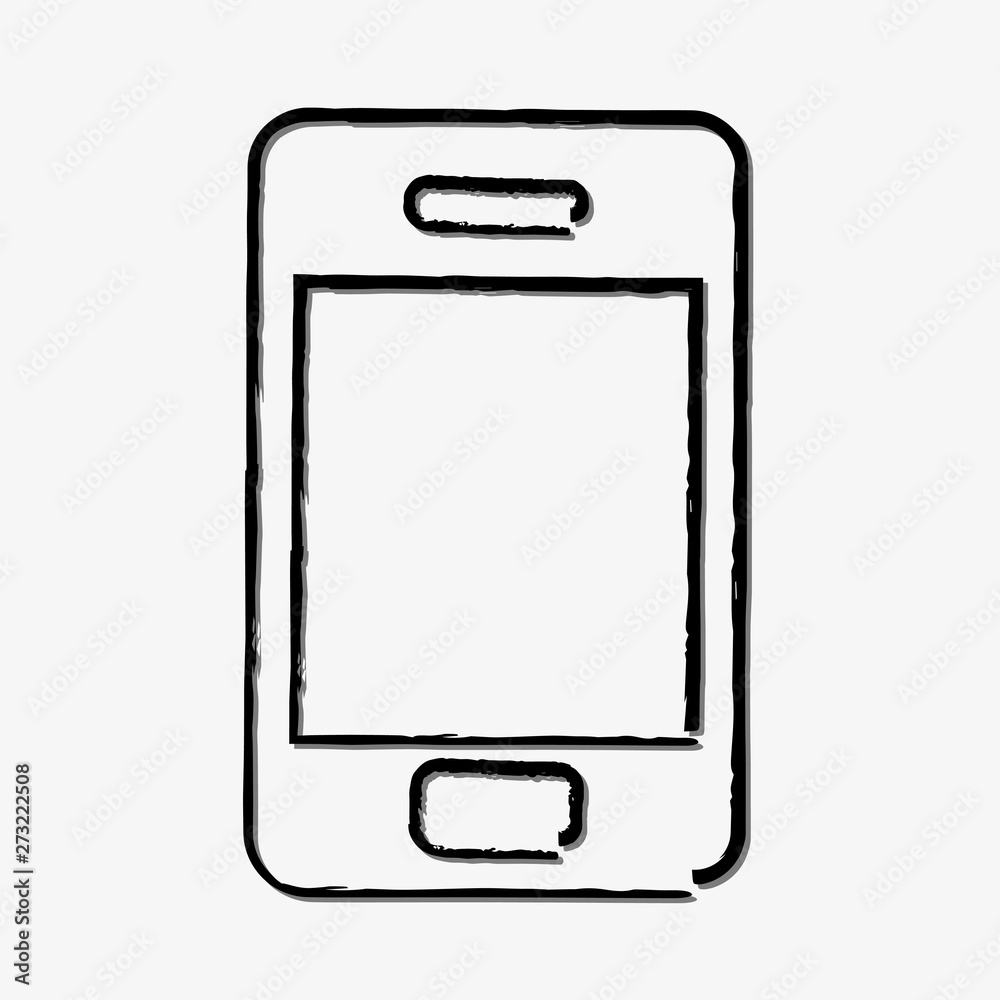 Vector smartphone and cellphone concept doodle line style vector icon Vector smartphone and cellphone concept doodle line style vector icon