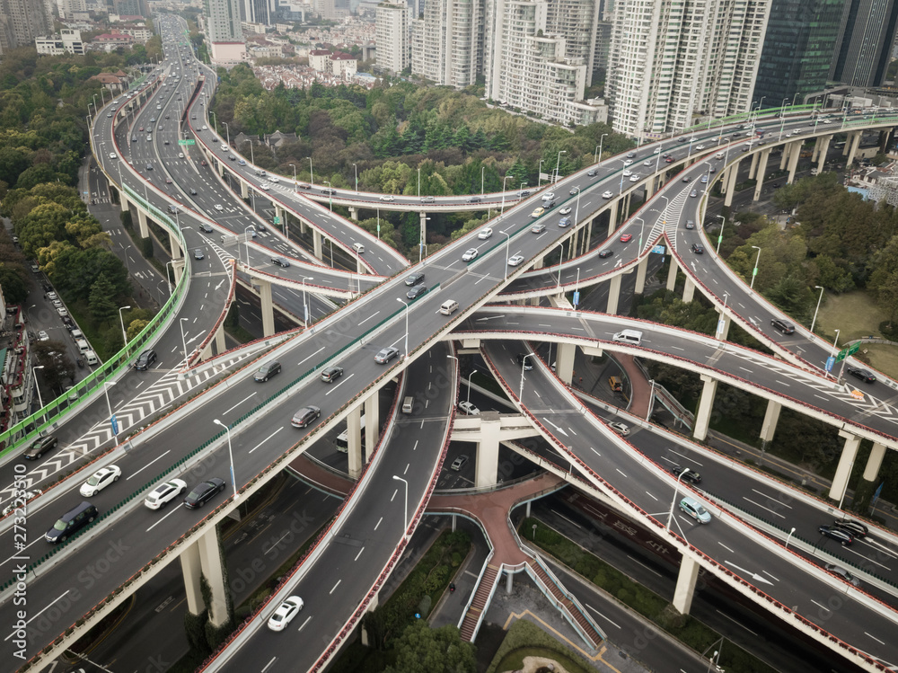 Aerial view of multi level interchange in Shanghai, China. Aerial view of multi level interchange in Shanghai, China.
