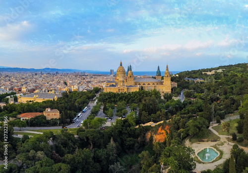 Drone in Barcelona, city of Catalonia.Spain. Aerial Photo