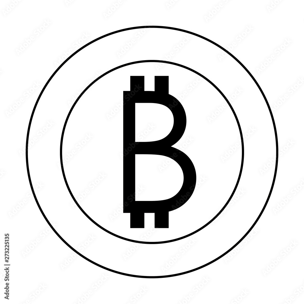Bitcoin cryptocurrency digital money symbol in black and white