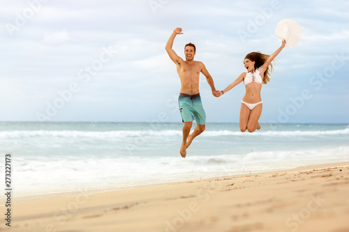 Couple have fun on beach