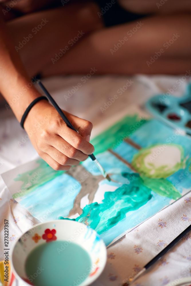 Painting, close up of making an artwork Painting, close up of making an artwork