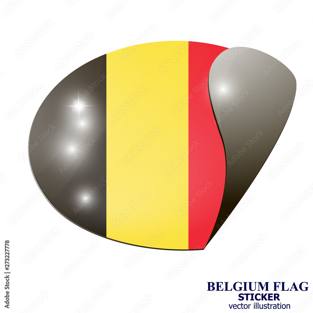 Fototapeta premium Banner with flag of Belgium. Colorful illustration with flags for web design. Illustration with white background.