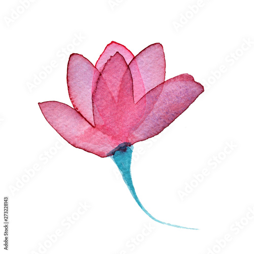 Watercolor pink transparent layered pink Flower on white background