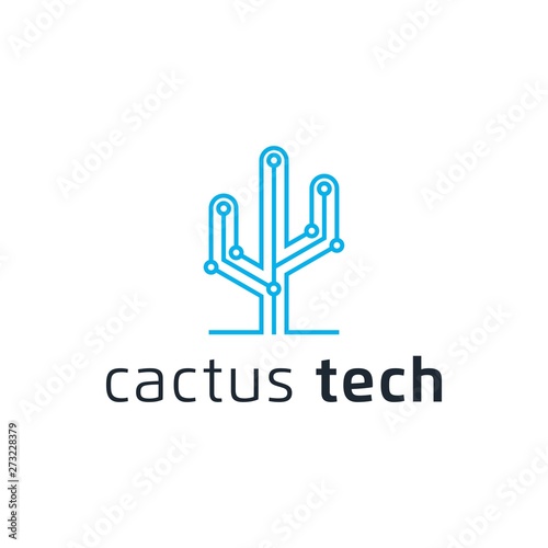 cactus digital technology logo illustration vector icon download