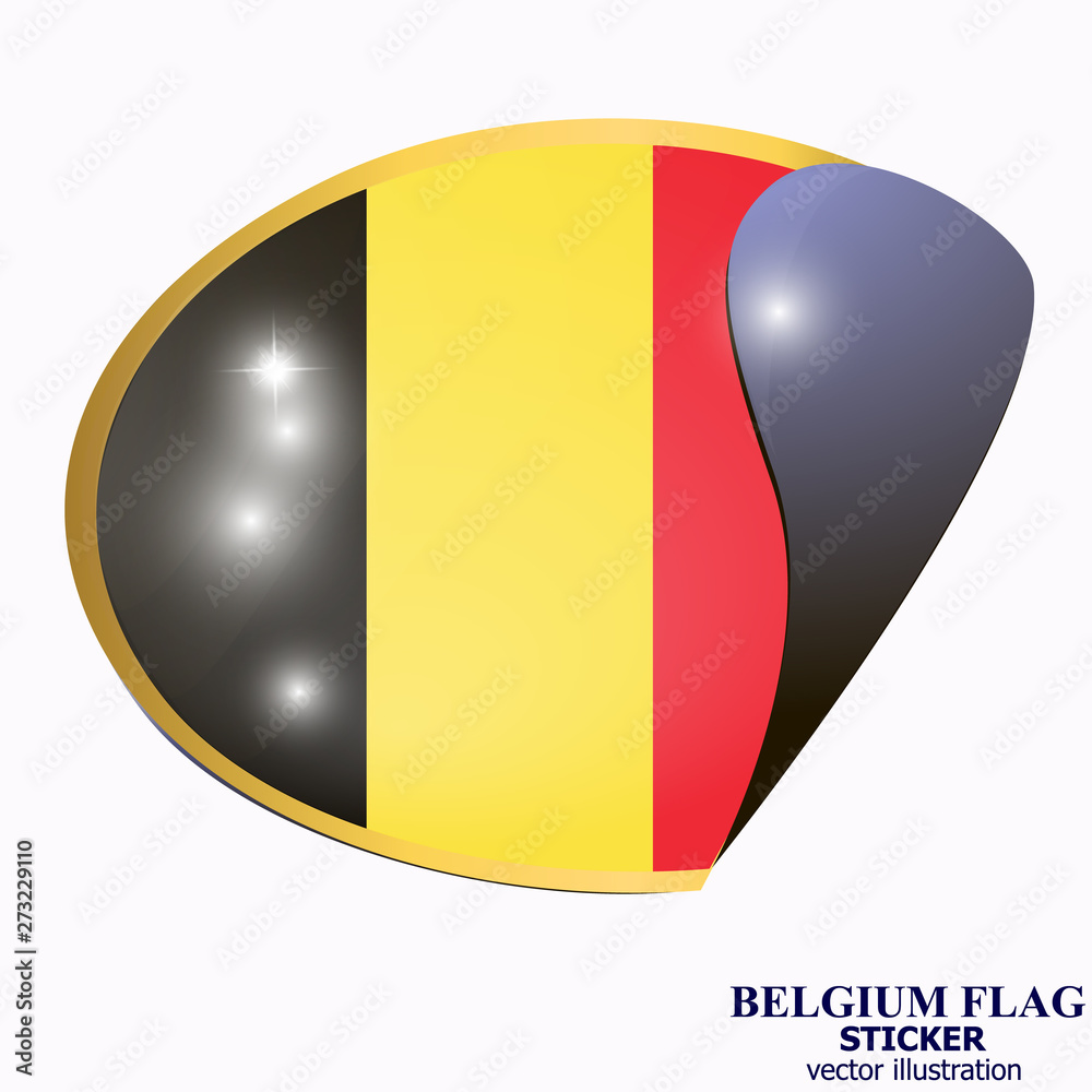 Fototapeta premium Banner with flag of Belgium. Colorful illustration with flags for web design. Illustration with white background.