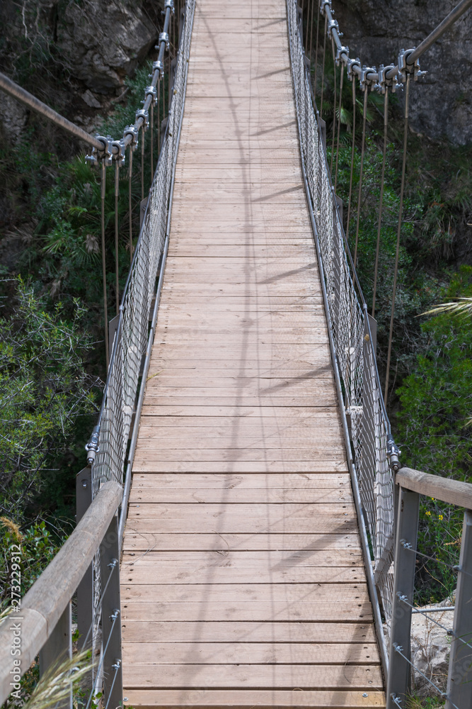wooden suspension bridge