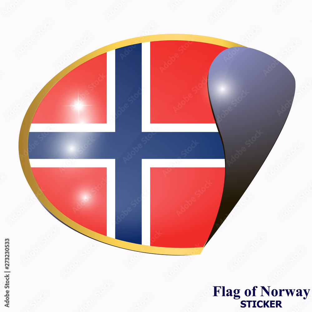 Obraz premium Sticker with flag of Norway. Colorful illustration with flags for web design. Illustration with white background.
